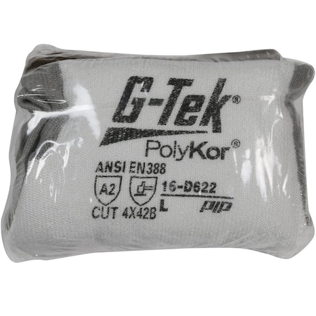 Coated Gloves, Polyurethane, PolyKor, Smooth, Palm & Fingers, 4 Abrasion Level, White/Gray, M (8) MPN:16-D622V/M