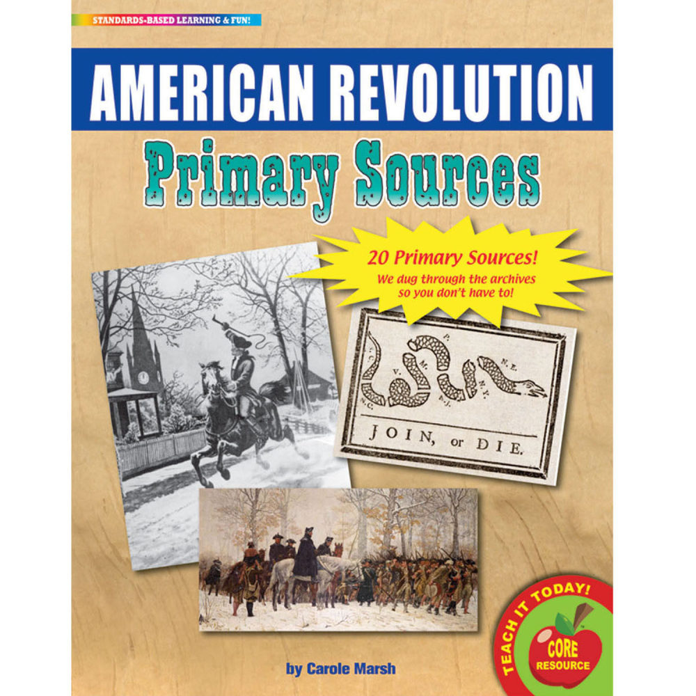 Gallopade Primary Sources, American Revolution, Grade 3 - 8, Pack Of 20 Primary Sources MPN:GALPSPAME