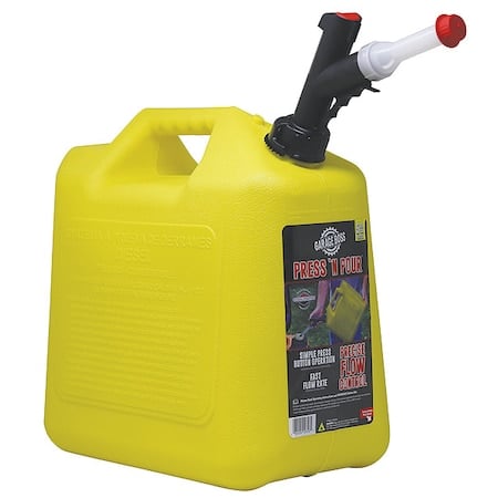 Gas Can, Plastic, 5 gal, Press 'N Pour® Spout, Self-Venting, Yellow, Diesel MPN:GB356