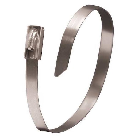 Cable Tie, 11 in L, 0.27 in Max Bundle Dia., Silver, Stainless Steel, 100 lb Strength, 10 PK MPN:45-312SS