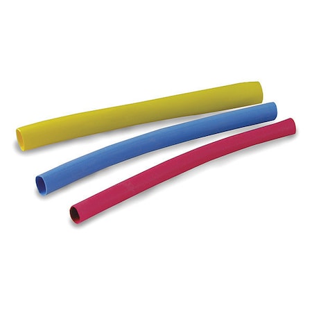 Heat Shrink Tube, Thin Wall, 2:1 I.D. Shrink Ratio, Blue, Red, Yellow, 7 PK MPN:HST-107