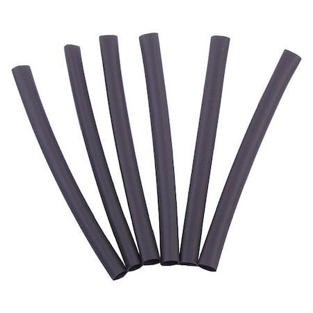 Heat Shrink Tube, Thin Wall, 2:1 I.D. Shrink Ratio, Black, 4 in, 6 PK MPN:HST-250