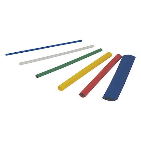 Heat Shrink Assortment, 2:1 I.D. Shrink Ratio, Blue, Red, Yellow, 3 in, 160 PK MPN:HST-ASTA