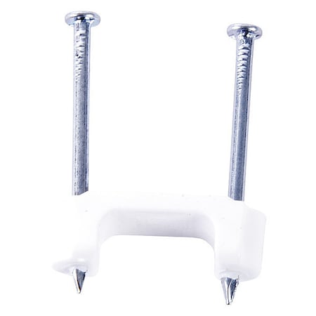 Cable Staple, Plastic NM, White, 1/2