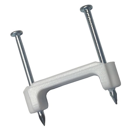 Cable Staple, Plastic NM, White, 3/4