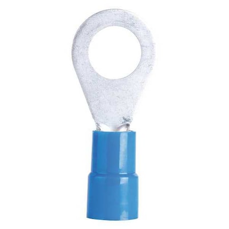 Ring Terminal, #4 to #6 Stud Size, 14 AWG, 600 V, Vinyl Insulated, Blue, 100 PK MPN:10-103