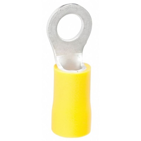 Ring Terminal, #8 to #10 Stud Size, 10 AWG, 600 V, Vinyl Insulated, Yellow, 50 PK MPN:10-106