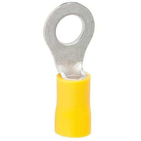 Ring Terminal, 1/4 in Stud Size, 10 AWG, 600 V, Vinyl Insulated, Yellow, 50 PK MPN:10-107