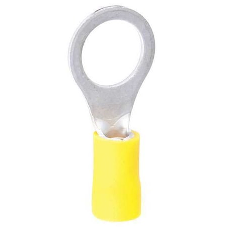 Ring Terminal, 1/4 to 3/8 in Stud Size, 10 AWG, 600 V, Vinyl Insulated, Yellow, 50 PK MPN:10-108