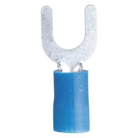 Fork Terminal, #8 to #10 Stud Size, 14 AWG, 600 V, Vinyl Insulated, Blue, 100 PK MPN:10-114N