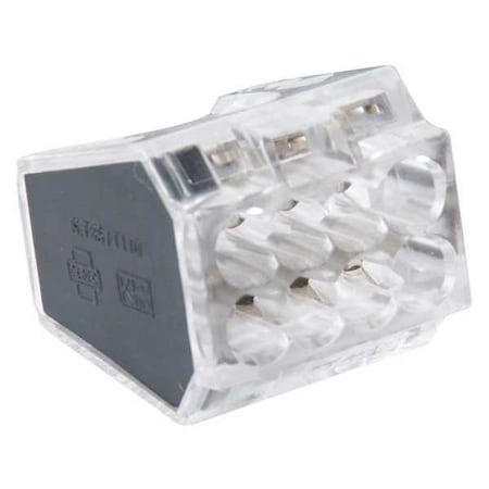 Push-In Wire Connector, 12 AWG Max, 8 Port, Black, 50 PK MPN:10-PC8