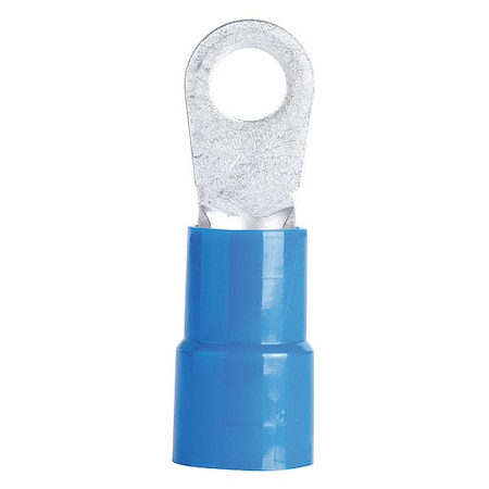 Ring Terminal, 3/8 in Stud Size, 6 AWG, 600/1, 000 V, Vinyl Insulated, Blue, Crimp Termination Only MPN:14-096