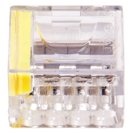 Push-In Wire Connector, 12 AWG Max, 4 Port, Yellow, 10 PK MPN:19-PC4