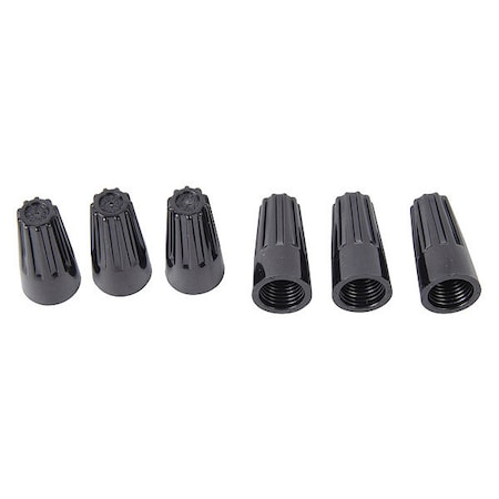 Twist-On Wire Connector, 14 AWG Max, Black, 10000 PK MPN:27-003