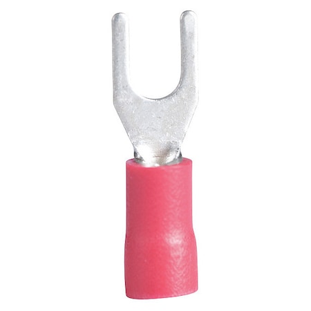 Fork Terminal, #4 to #6 Stud Size, 16 AWG, 600/1, 000 V, Vinyl Insulated, Red, 75 PK MPN:75-111