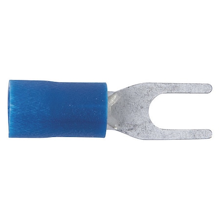 Fork Terminal, No 4 to 6 Stud Size, 14 AWG, 600/1, 000 V, Vinyl Insulated, Blue, 75 PK MPN:75-113