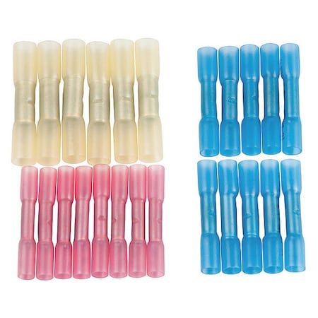 Butt Splice Wire Connector, 10 AWG Max, Blue, Red, Yellow, 24 PK MPN:GBX-TK