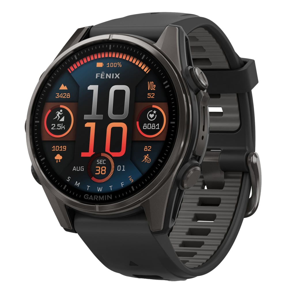 Garmin fenix 8 AMOLED Multisport GPS Watch With Silicone Band And 43mm Sapphire Lens, Carbon Gray/Black MPN:010-02903-20