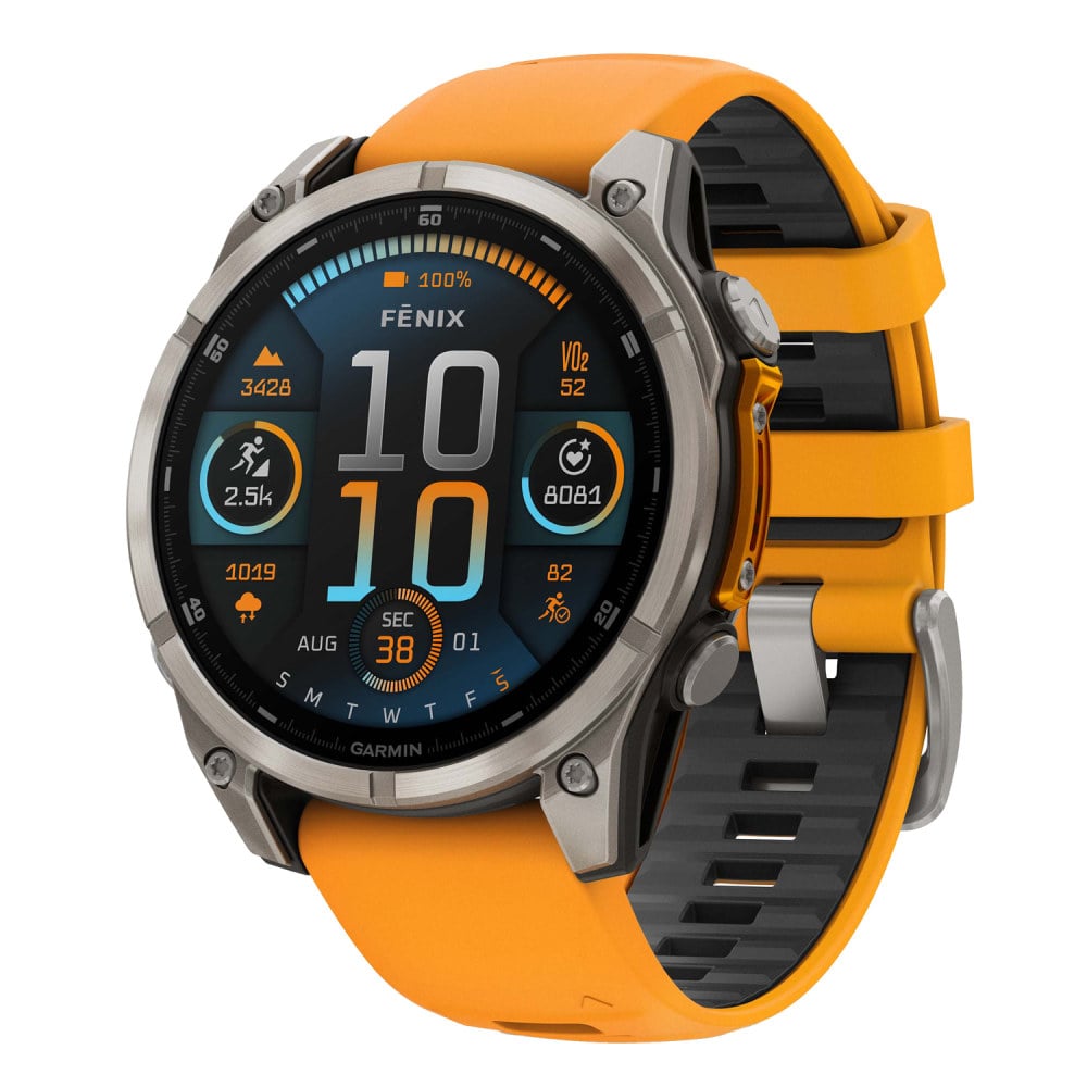 Garmin fenix 8 AMOLED Multisport GPS Watch With Silicone Band And 47mm Lens, Spark Orange/Graphite MPN:010-02904-10