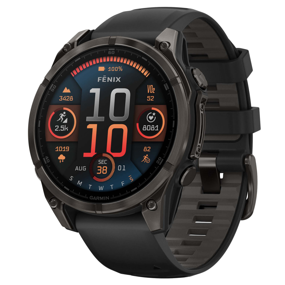 Garmin fenix 8 AMOLED Multisport GPS Watch With Silicone Band And 47mm Sapphire Lens, Carbon Gray/Black MPN:010-02904-20