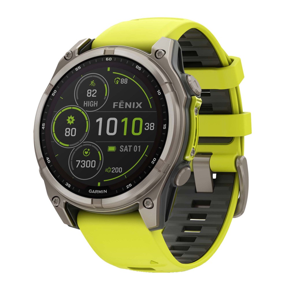 Garmin fenix 8 Multisport Sapphire Solar GPS Watch With Silicone Band And 47mm Lens, AMP Yellow/Graphite MPN:010-02906-20