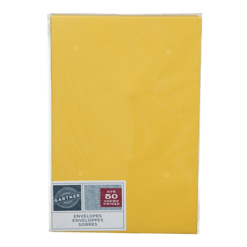 Gartner Studios Envelopes, A9, Gummed Seal, Yellow, Pack Of 50 (Min Order Qty 6) MPN:83812