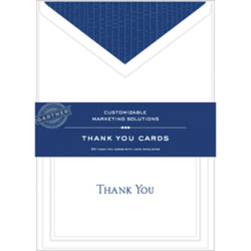 Gartner Studios Thank You Cards, 5 1/4in x 3 3/4in, White With Blue Accents, Pack Of 20 (Min Order Qty 10) MPN:75951