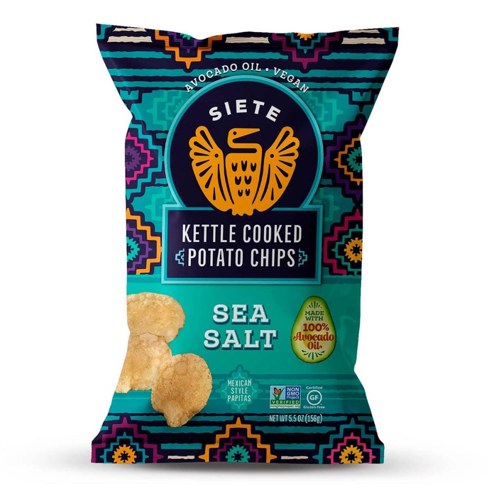 Siete Family Foods Kettle Cooked Potato Chips, Sea Salt, 5.5 Oz, Total Qty 6 MPN:KCSS5