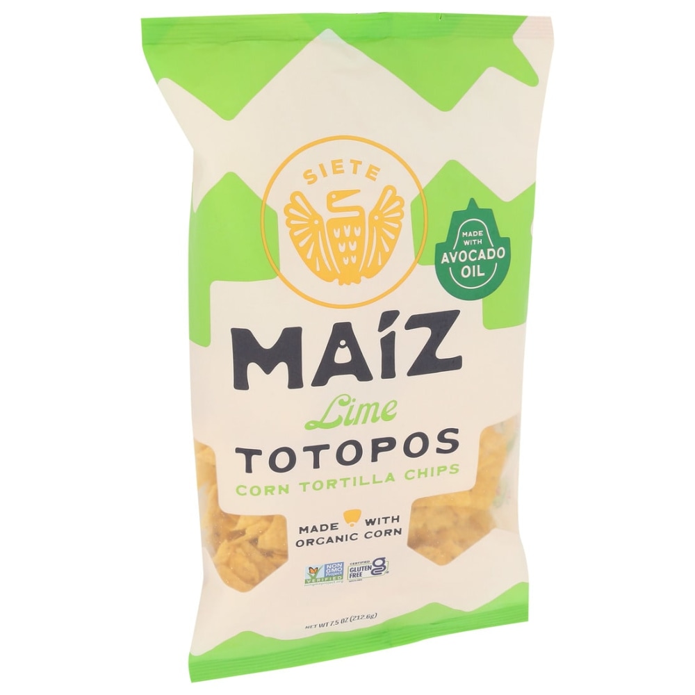 Siete Tortilla Chips, Maiz Lime Totopos, 7.5 Oz, Total Qty 6 MPN:LWCC7.56