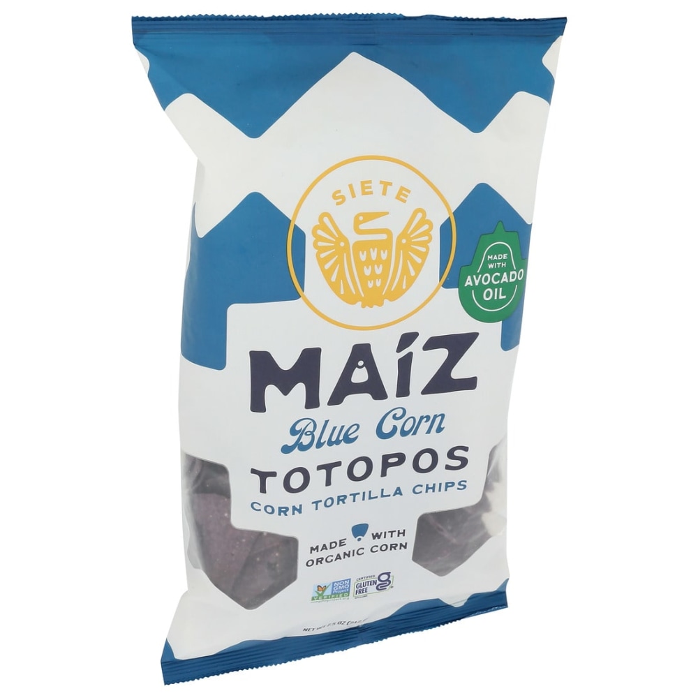 Siete Tortilla Chips, Maiz Blue Corn Totopos, 7.5 Oz, Total Qty 6 MPN:SBCC7.56