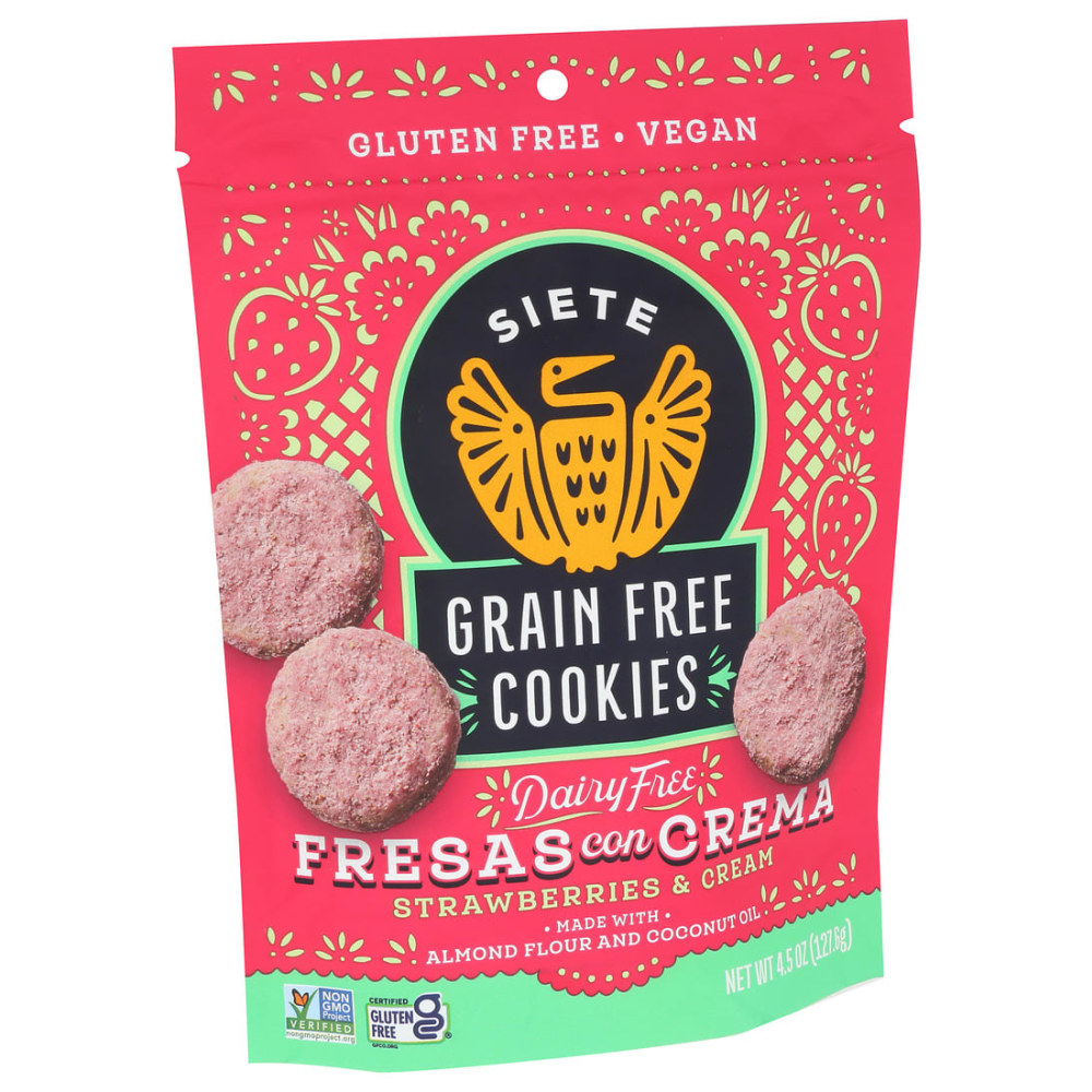 Siete Grain-Free Fresas Con Crema Strawberry Cookies, 4.5 Oz, Total Qty 10 MPN:FCCO4.51