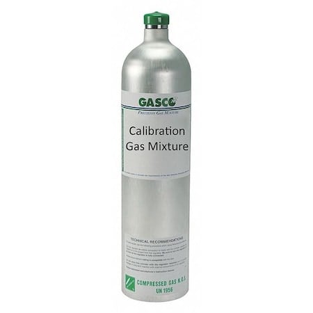 Calibration Gas, Carbon Monoxide, Hydrogen Sulfide, Methane Oxygen, Nitrogen, 58 L, C-10 Connection MPN:58L-402ES