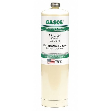 Calibration Gas, Zero Air, 17 L, CGA 600 Connection, +/-5% Accuracy, 240 psi Max. Pressure MPN:AI UZP17