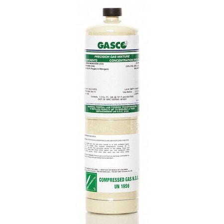 Calibration Gas, Air, Methane, 34 L, CGA 600 Connection, +/-5% Accuracy, 500 psi Max. Pressure MPN:X02AI99CP349235