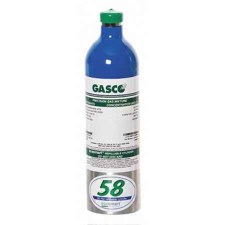 Calibration Gas, Phosphine/Nitrogen, 58 L, C-10 Connection, +/-5% Accuracy, 1, 000 psi Max. Pressure MPN:X02NI99CA580012
