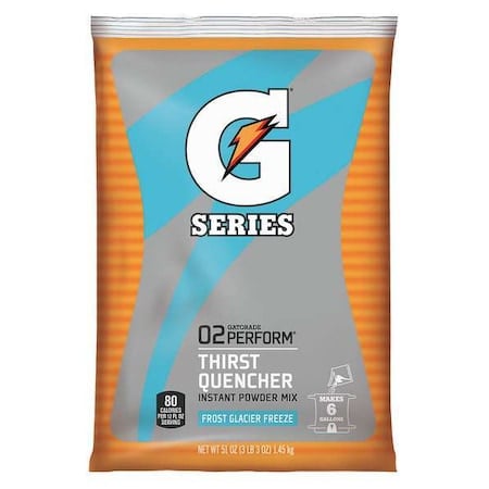 G Series, Thirst Quencher Sports Drink Mix, Powder, Glacier Freeze, 6 Gal Yield Per 51 oz Pk, 1 Pack MPN:33676