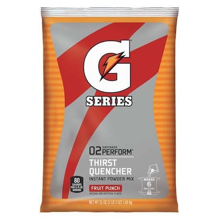 G Series, Thirst Quencher Sports Drink Mix, Powder, Fruit Punch, 6 Gal Yield Per 51 oz Pk, 1 Pack MPN:33690