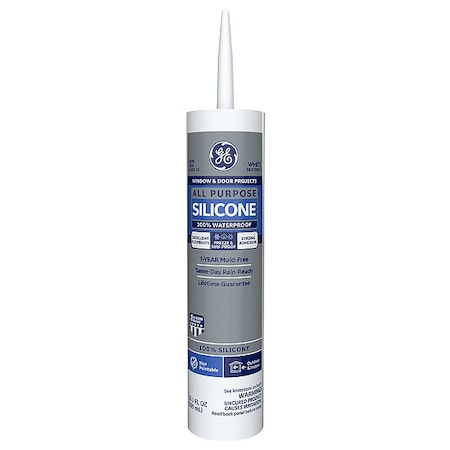 Silicone Sealant, All Purpose Silicone, 10 oz, Cartridge, White MPN:2749483