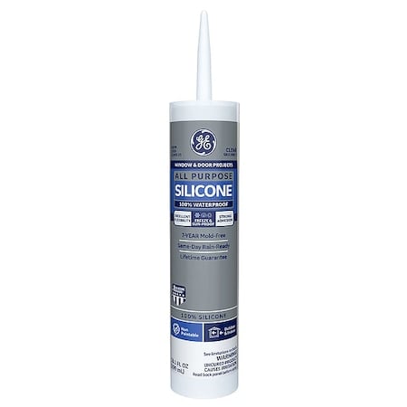 Silicone Sealant, 10 oz, Cartridge, Clear, Silicone Base, All Purpose Silicone MPN:2795576