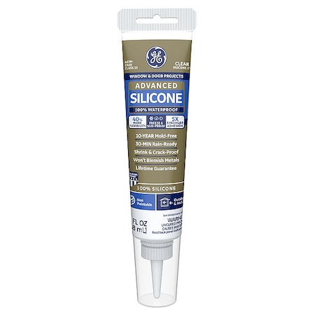 Silicone Sealant, 2.8 oz, Tube, Clear, Silicone Base, Advanced Silicone MPN:2810435