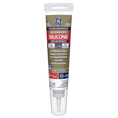 Silicone Sealant, 3 oz, Tube, Clear, Silicone Base, Advanced Silicone MPN:2812563