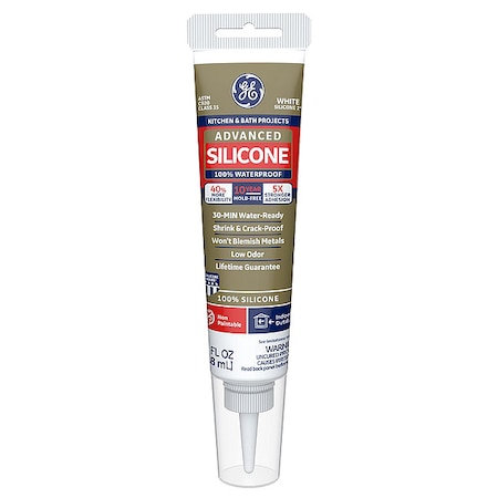 Silicone Sealant, 3 oz, Tube, White, Silicone Base, Advanced Silicone MPN:2812566