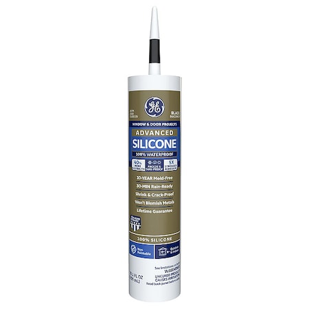 Silicone Sealant, 10 oz, Cartridge, Black, Silicone Base, Advanced Silicone MPN:2813670