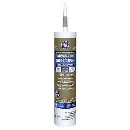 Silicone Sealant, 10 oz, Cartridge, Light Gray, Silicone Base, Advanced Silicone MPN:2813704