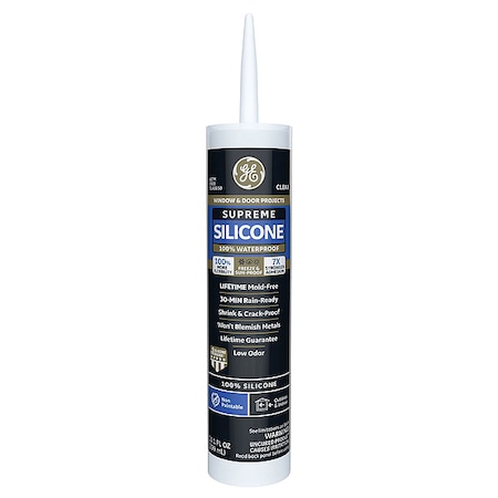 Silicone Sealant, 10 oz, Cartridge, Clear, Silicone Base, Supreme Silicone MPN:2814816