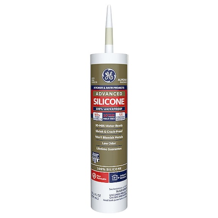 Silicone Sealant, 10.1 oz, Cartridge, Almond, Silicone Base, Advanced Silicone MPN:2816707