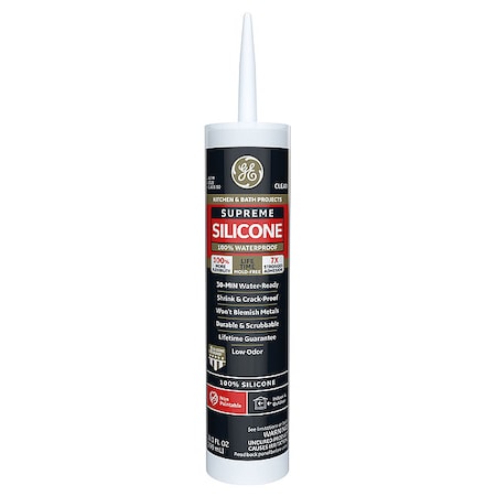Silicone Sealant, 10 oz, Cartridge, Clear, Silicone Base, Supreme Silicone MPN:2822051