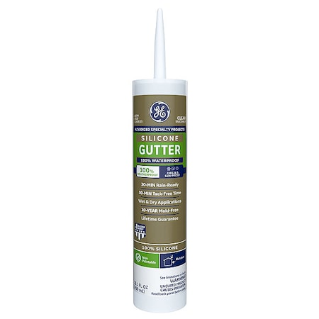 Sealant, 10.1 oz, Cartridge, Clear, Silicone Base, Gutter Silicone 2 MPN:2823398