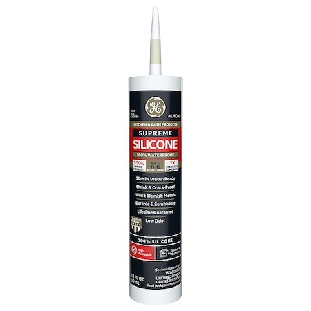 Silicone Sealant, 10 oz, Cartridge, Almond, Silicone Base, Supreme Silicone MPN:3017401