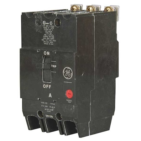 Molded Case Circuit Breaker, TEY Series, 100A, 3 Pole, 277/480V AC, 14kA at 277/480V AC MPN:TEY3100